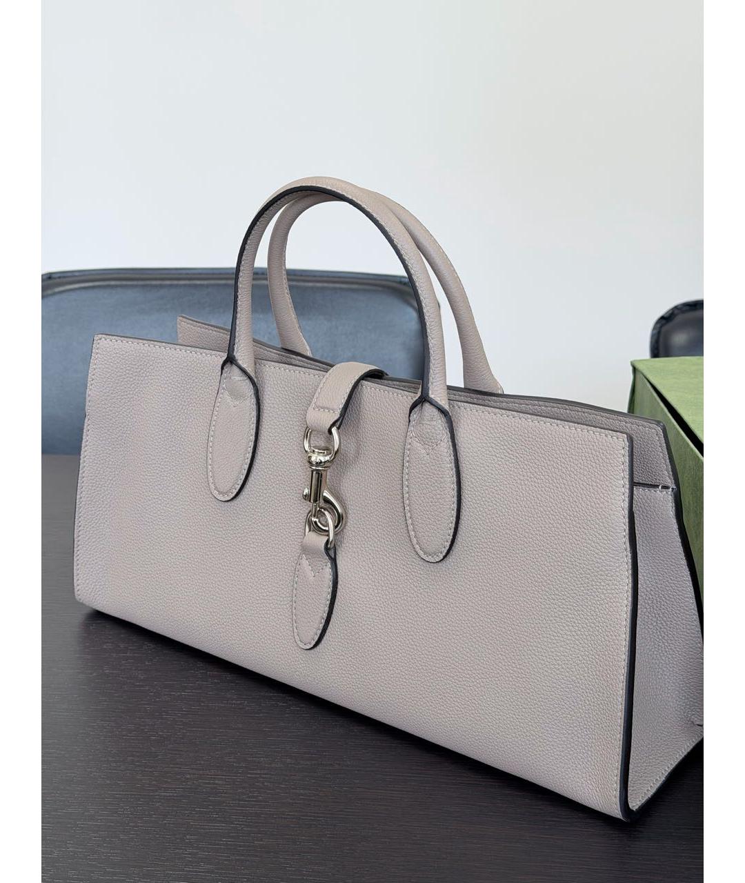 GUCCI Бежевая кожаная сумка с короткими ручками, фото 2