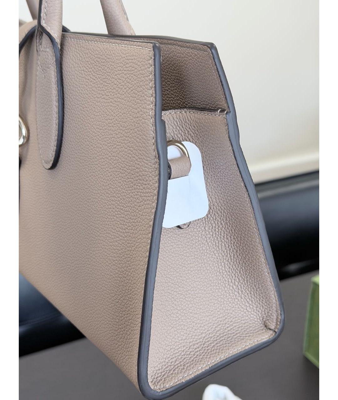 GUCCI Бежевая кожаная сумка с короткими ручками, фото 6