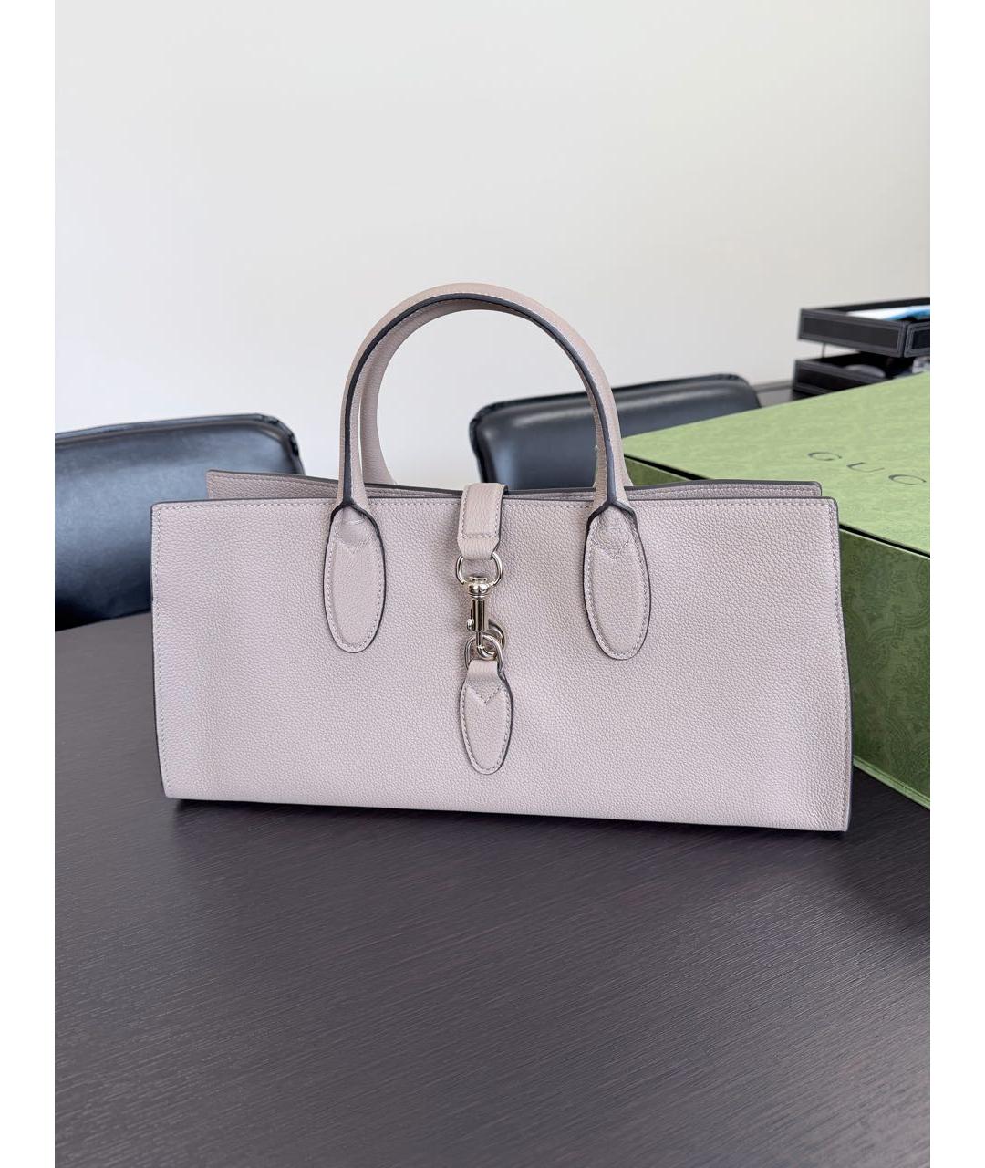GUCCI Бежевая кожаная сумка с короткими ручками, фото 9