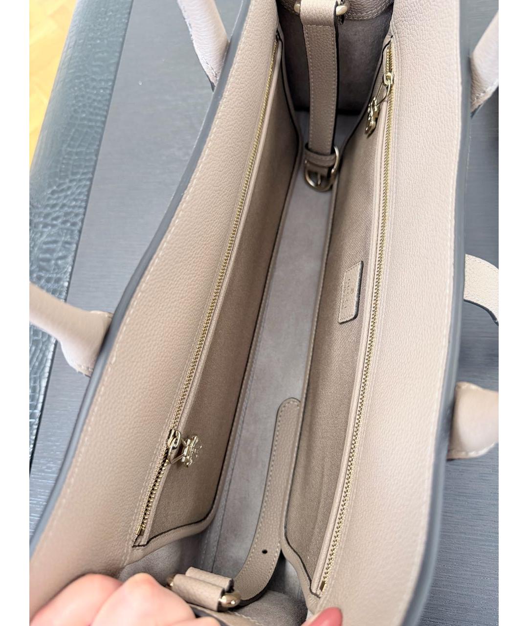 GUCCI Бежевая кожаная сумка с короткими ручками, фото 8