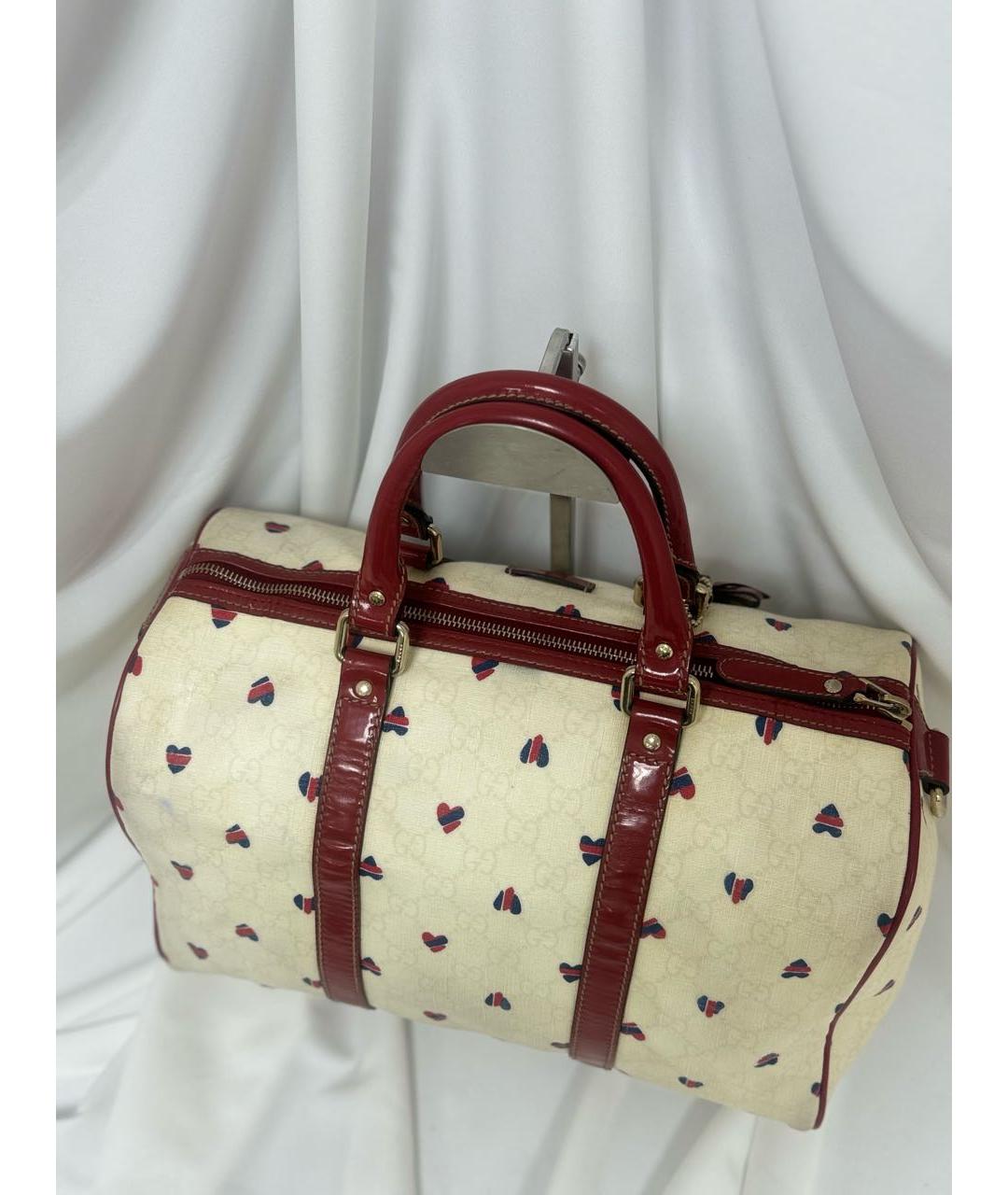 GUCCI Белая сумка с короткими ручками из канвы, фото 4