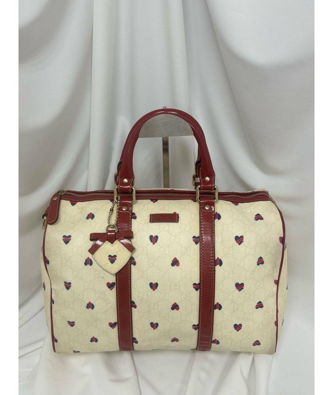 GUCCI Белая сумка с короткими ручками из канвы, фото 5