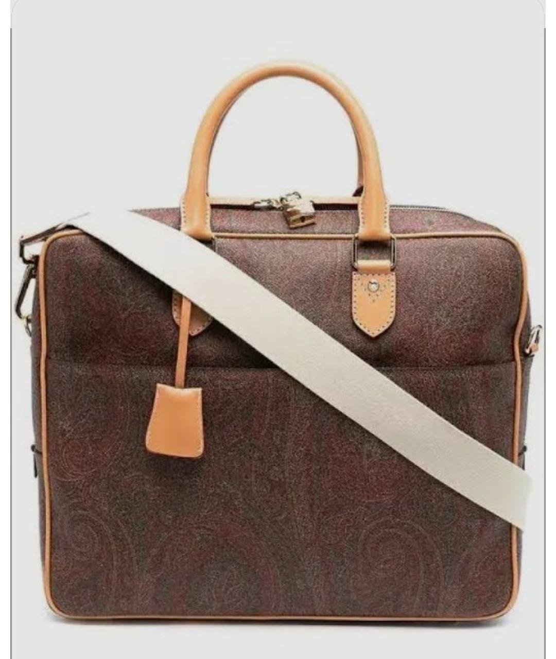 ETRO Коричневый портфель из канвы, фото 8