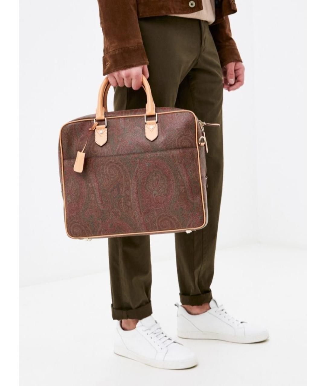ETRO Коричневый портфель из канвы, фото 5