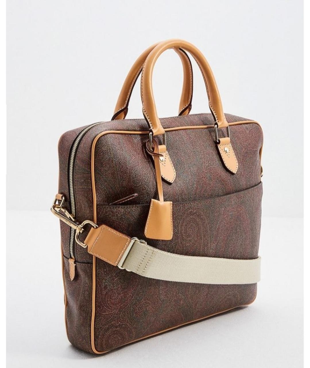 ETRO Коричневый портфель из канвы, фото 4
