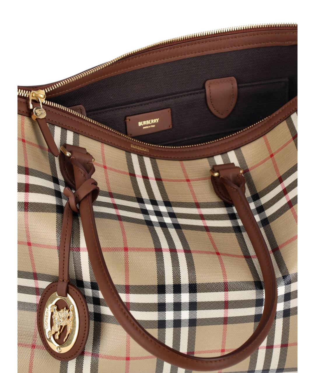 BURBERRY Бежевая сумка тоут из канвы, фото 4