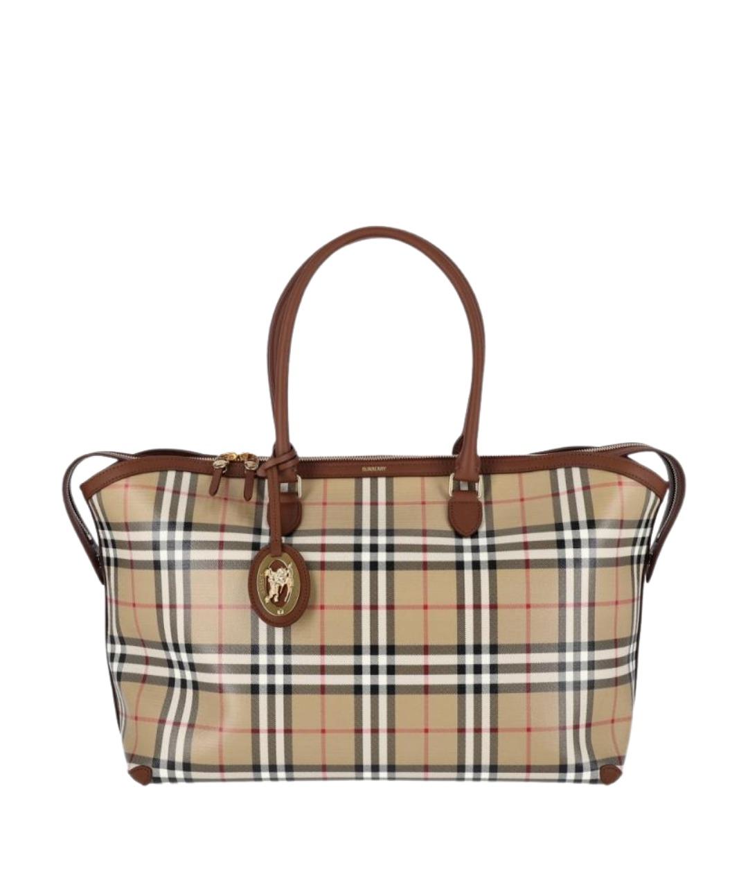 BURBERRY Бежевая сумка тоут из канвы, фото 1