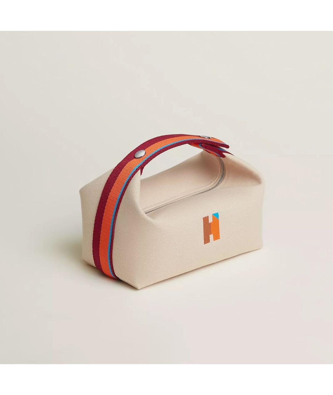 HERMES Бежевая тканевая косметичка, фото 8