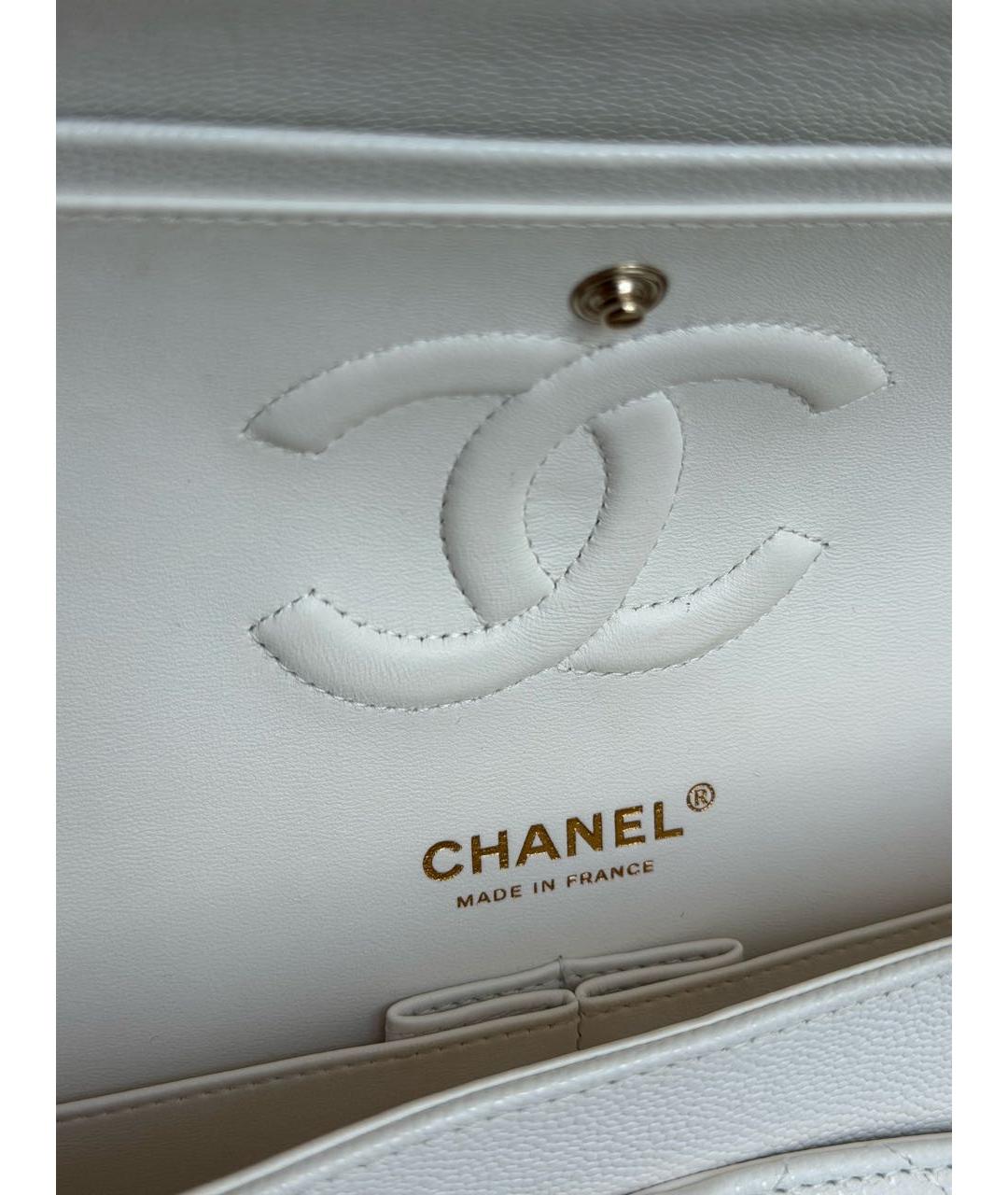 CHANEL Белая кожаная сумка через плечо, фото 4