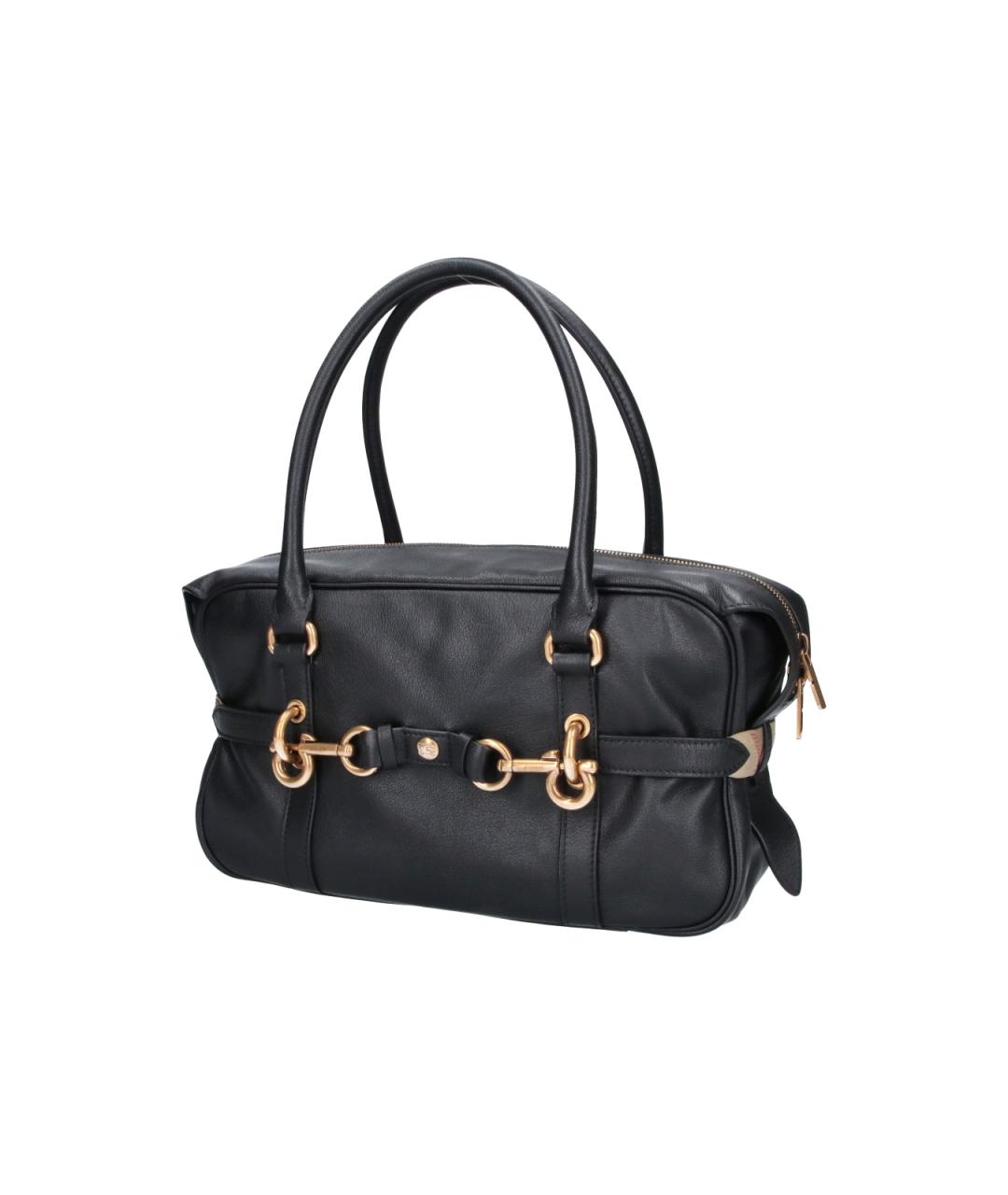 BURBERRY Черная кожаная сумка тоут, фото 2