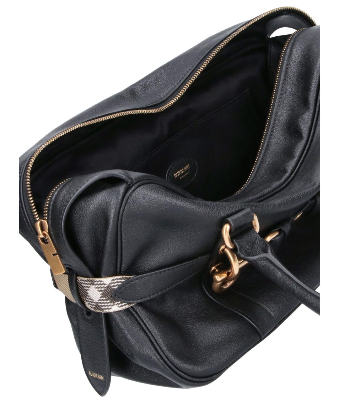 BURBERRY Черная кожаная сумка тоут, фото 4