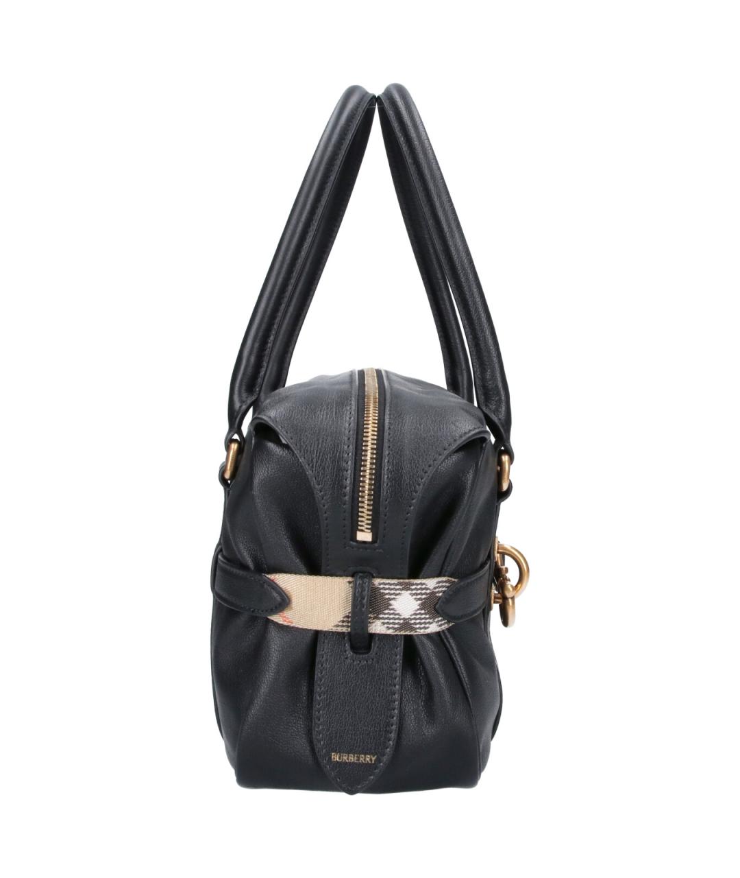 BURBERRY Черная кожаная сумка тоут, фото 5