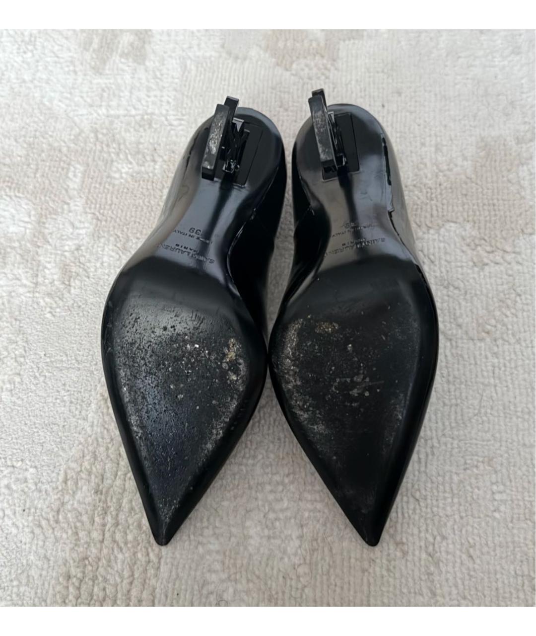 SAINT LAURENT Черные туфли из лакированной кожи, фото 5