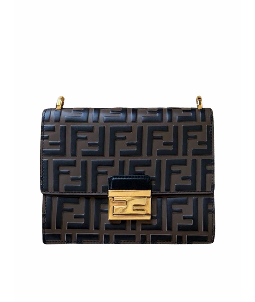 FENDI Коричневая кожаная сумка через плечо, фото 1