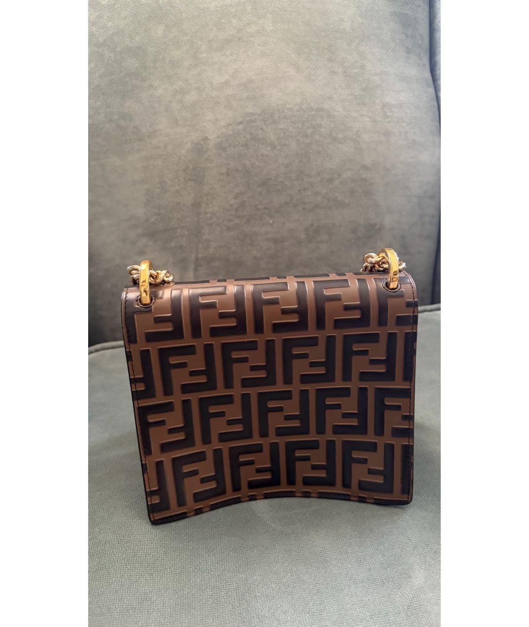 FENDI Коричневая кожаная сумка через плечо, фото 3