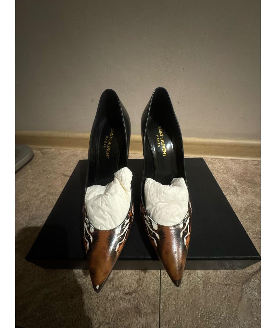 SAINT LAURENT Черные кожаные туфли, фото 2