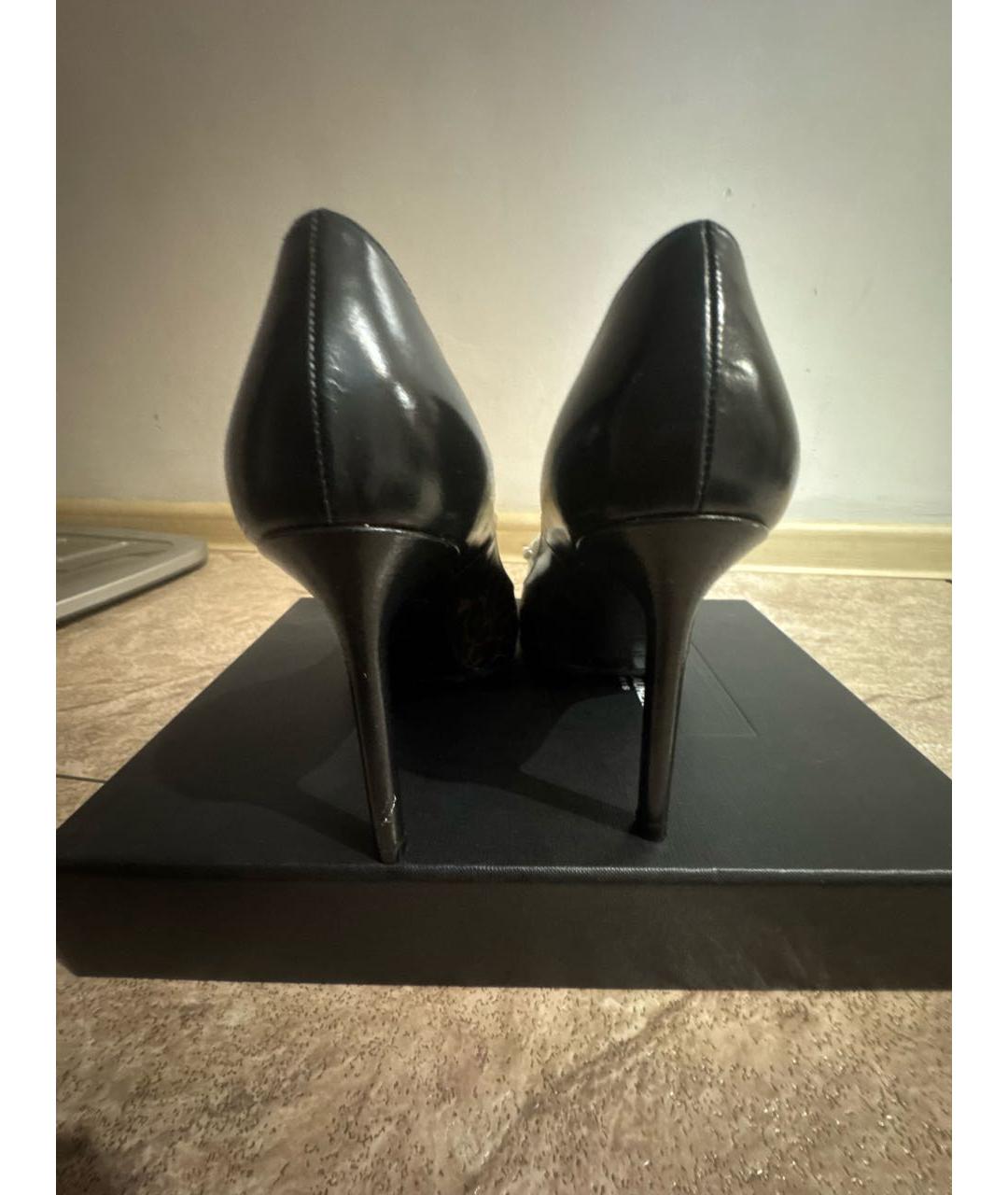 SAINT LAURENT Черные кожаные туфли, фото 4
