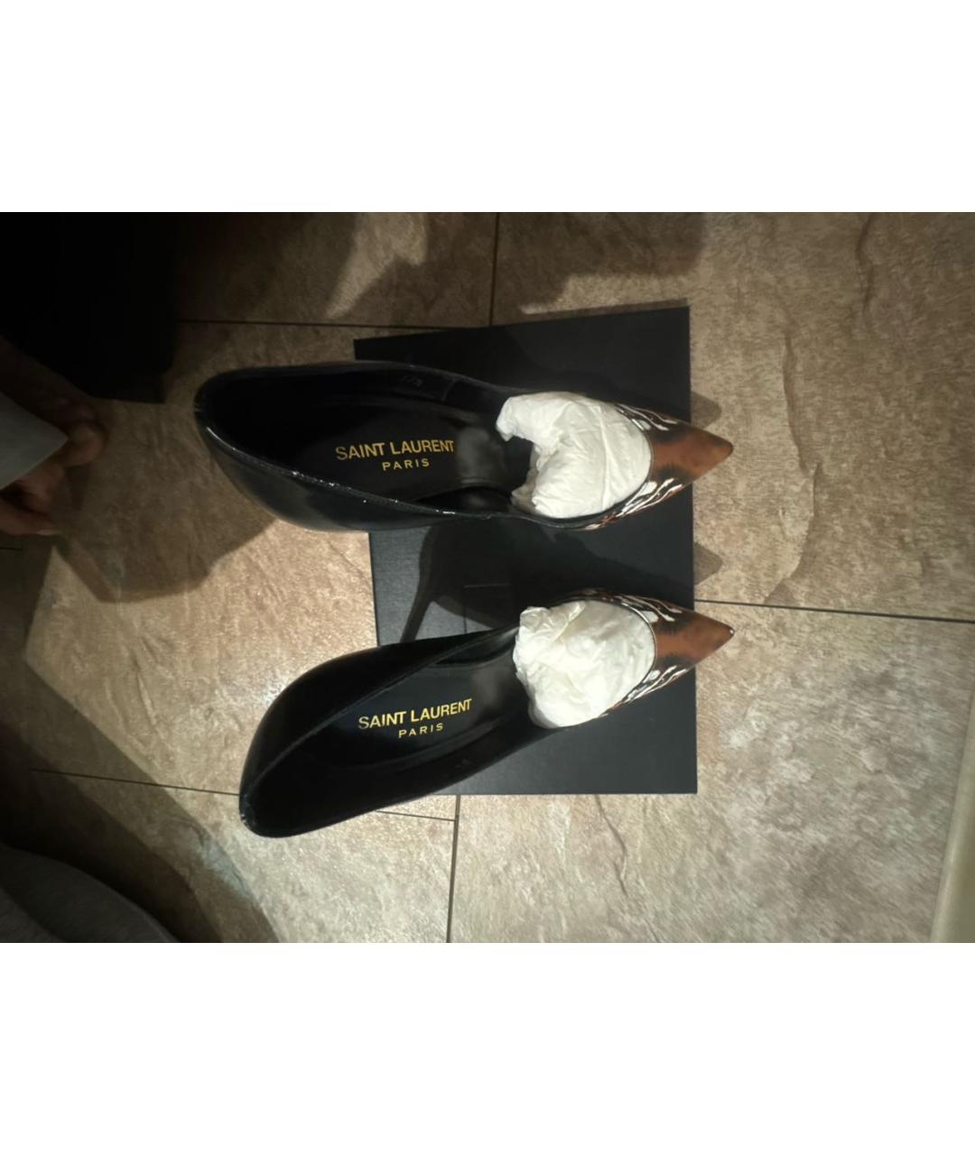 SAINT LAURENT Черные кожаные туфли, фото 3
