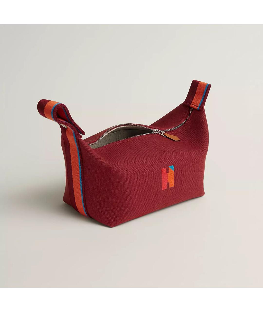 HERMES Бордовая тканевая косметичка, фото 4