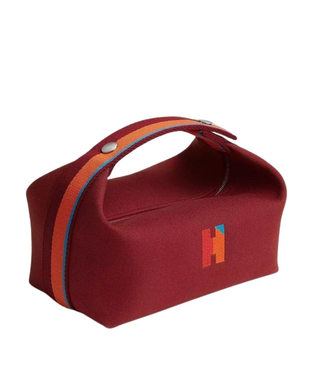 HERMES Бордовая тканевая косметичка, фото 1