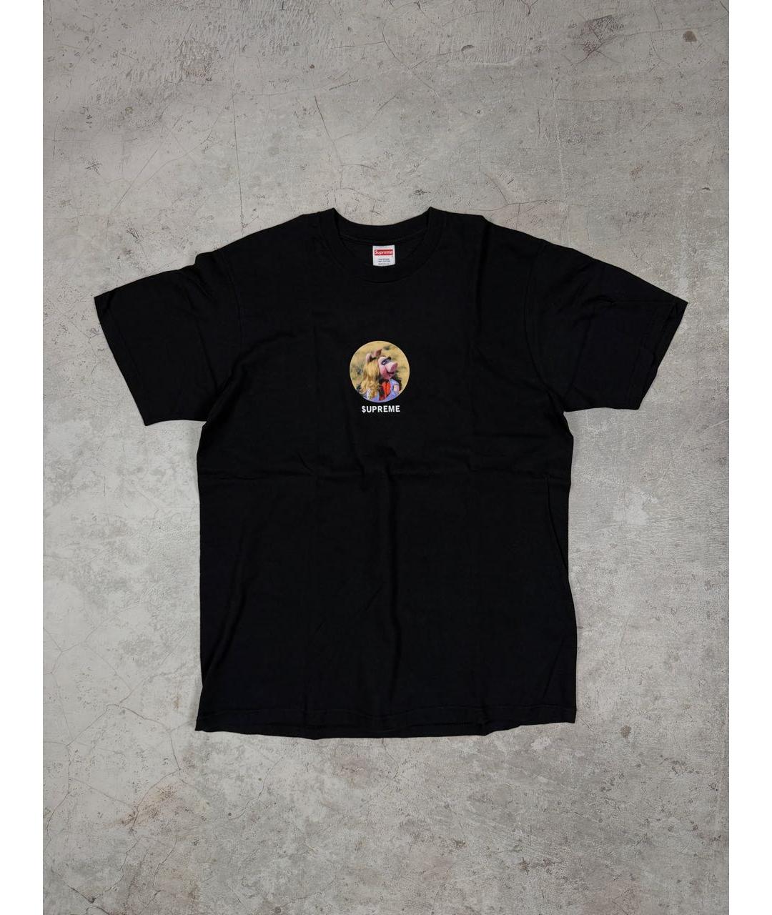 SUPREME Черная хлопковая футболка, фото 9