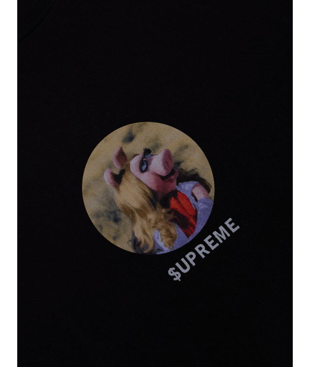 SUPREME Черная хлопковая футболка, фото 3
