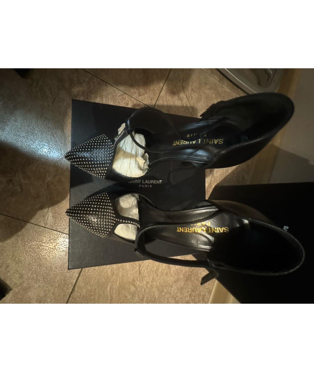 SAINT LAURENT Черные кожаные туфли, фото 3