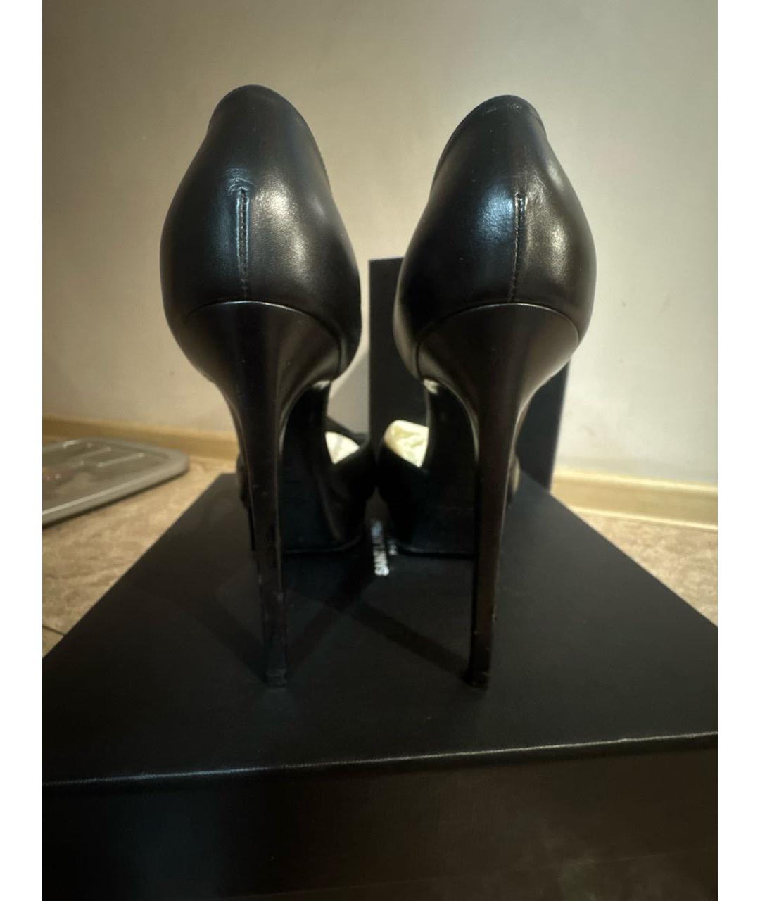 SAINT LAURENT Черные кожаные туфли, фото 4