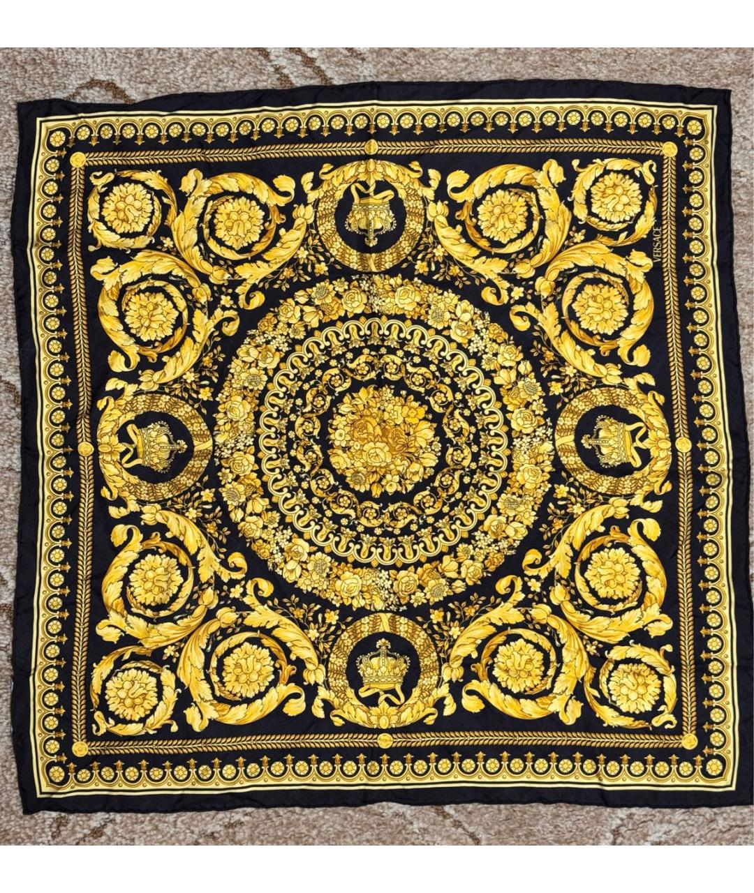 VERSACE Золотой шелковый платок, фото 7
