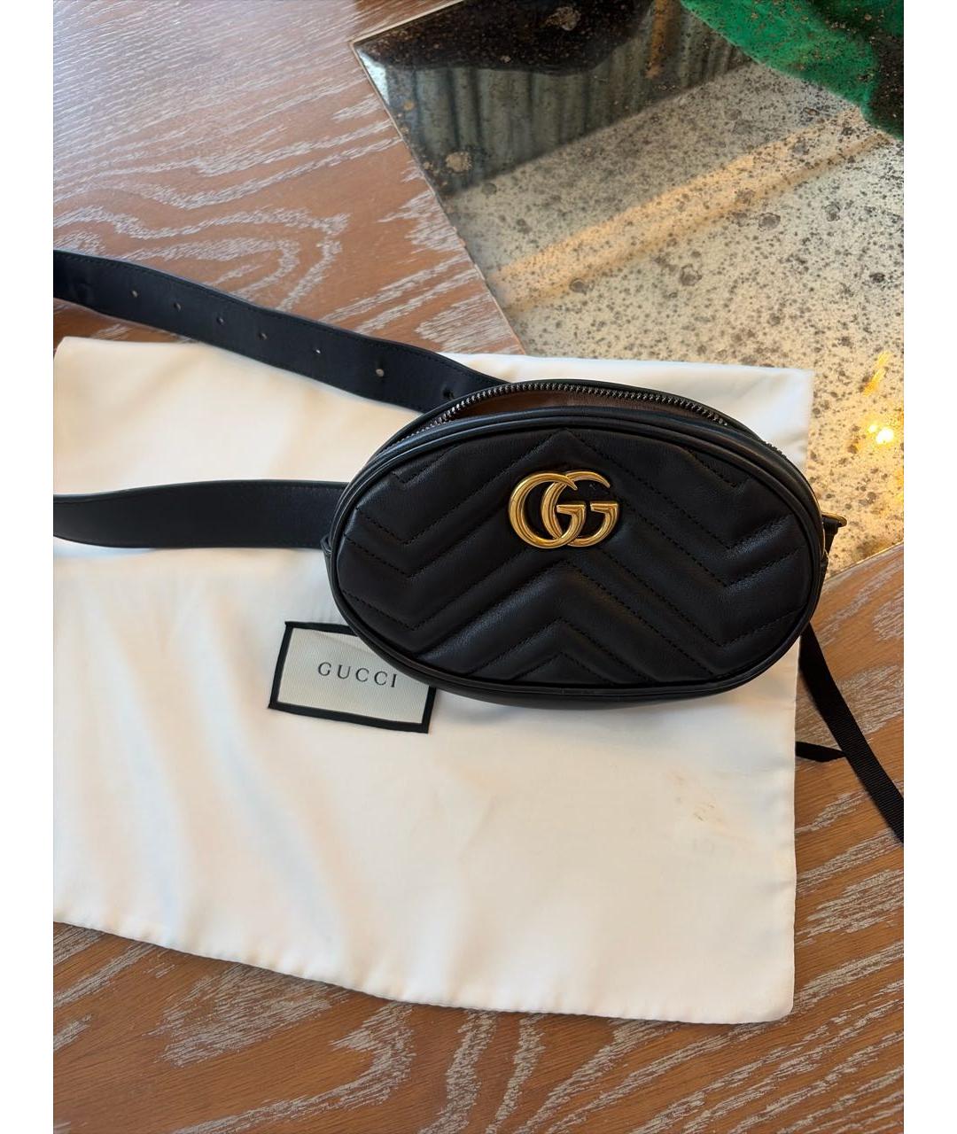 GUCCI Черная кожаная поясная сумка, фото 5