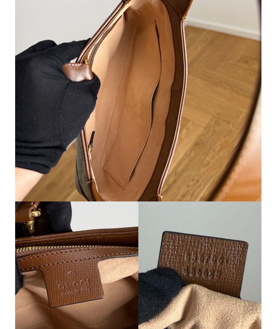 GUCCI Коричневая кожаная сумка с короткими ручками, фото 8