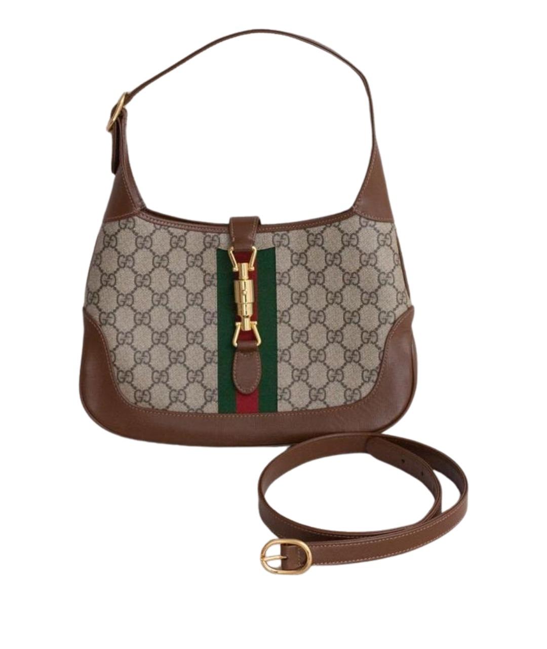 GUCCI Коричневая кожаная сумка с короткими ручками, фото 1