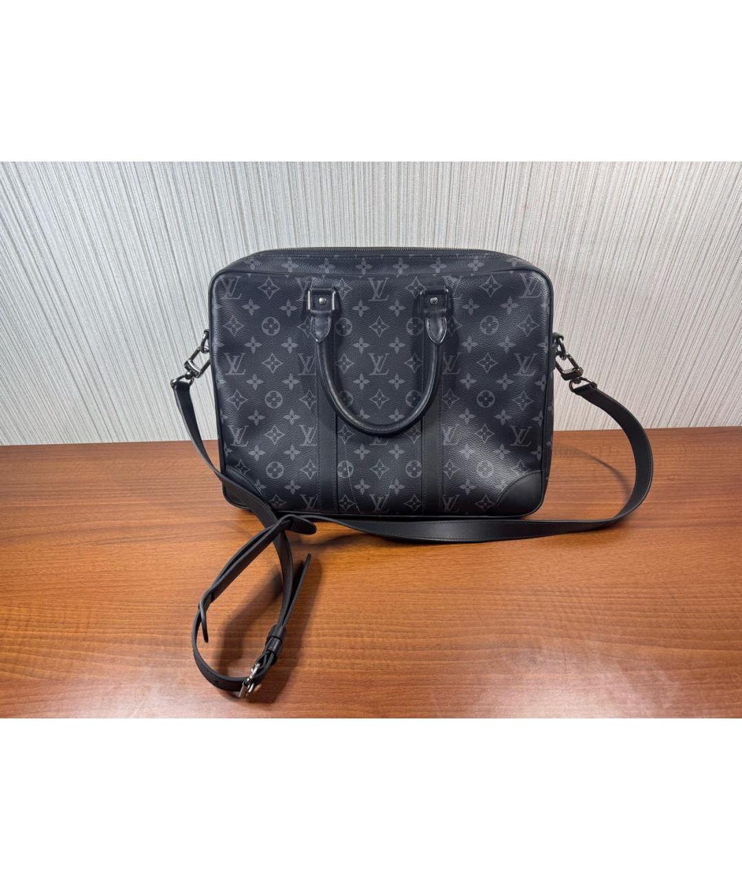 LOUIS VUITTON Черный портфель из канвы, фото 2