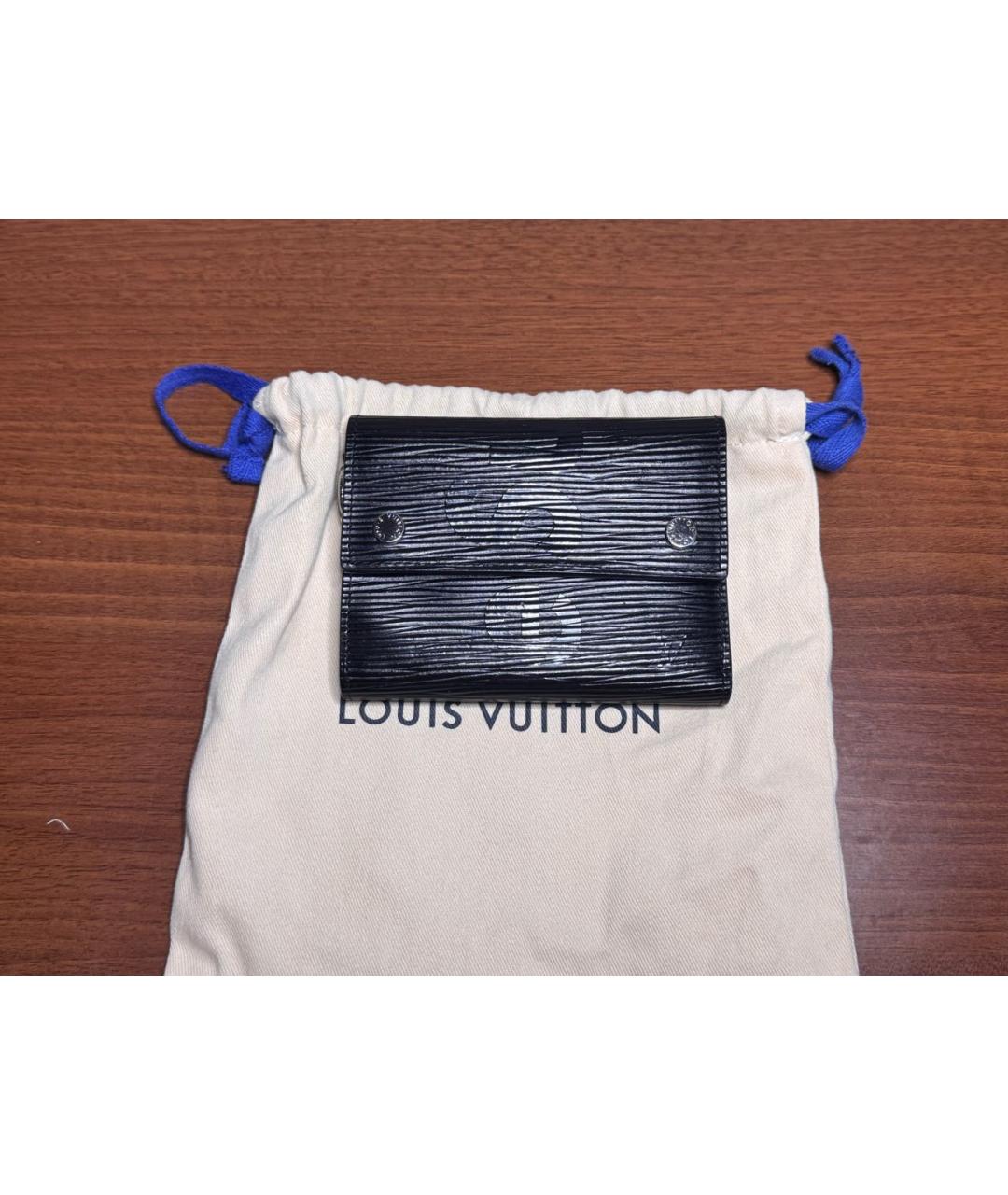 LOUIS VUITTON Черный кожаный кошелек, фото 3