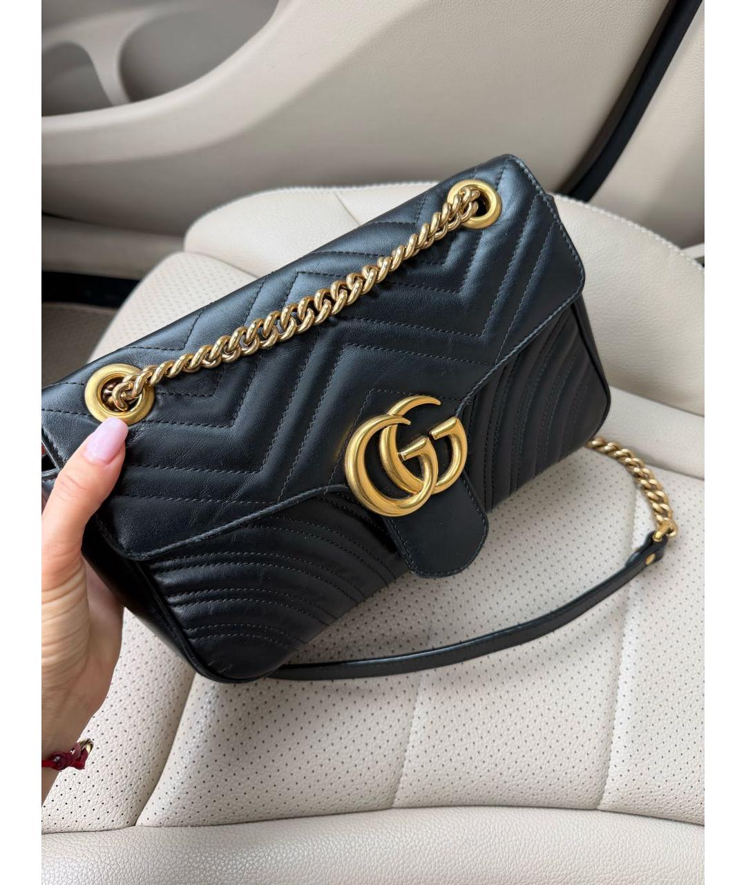 GUCCI Черная кожаная сумка через плечо, фото 6