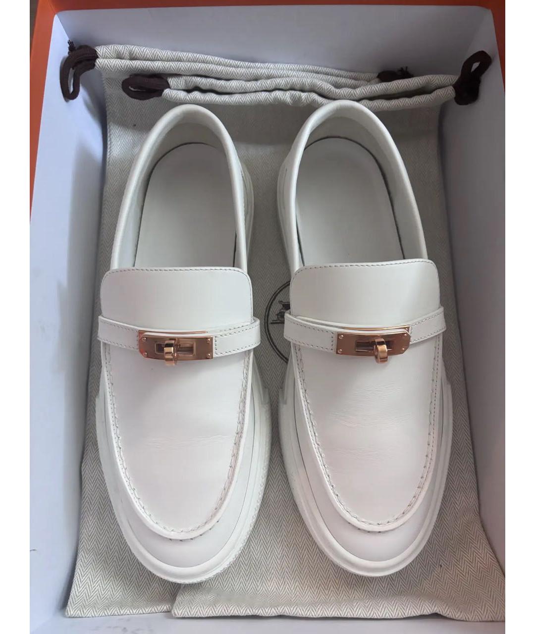 HERMES Белые кожаные лоферы, фото 7