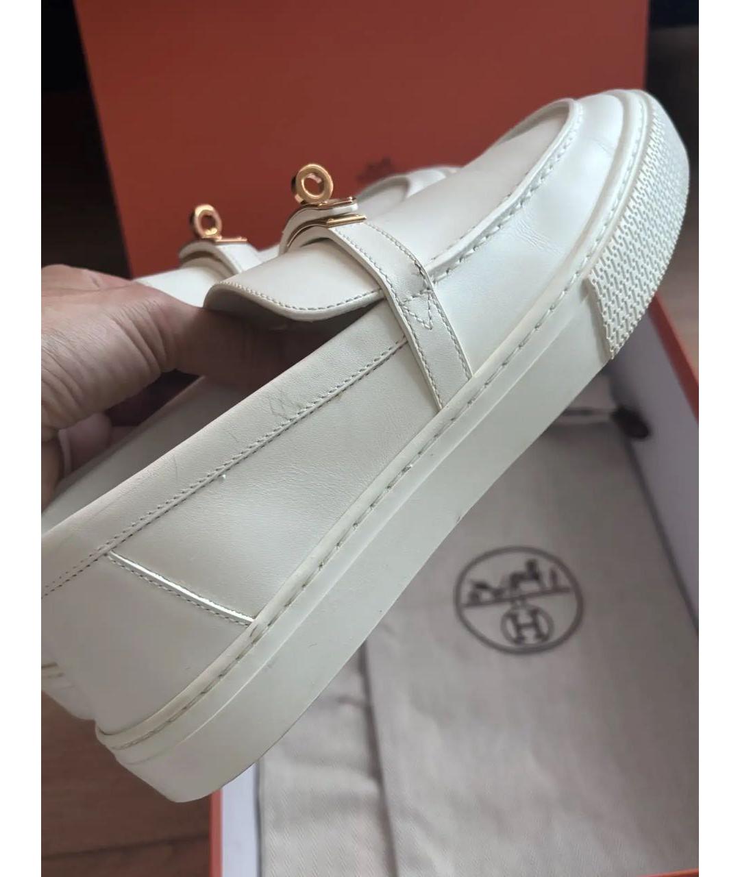 HERMES Белые кожаные лоферы, фото 5