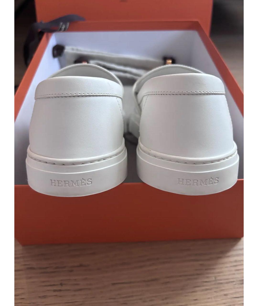 HERMES Белые кожаные лоферы, фото 4