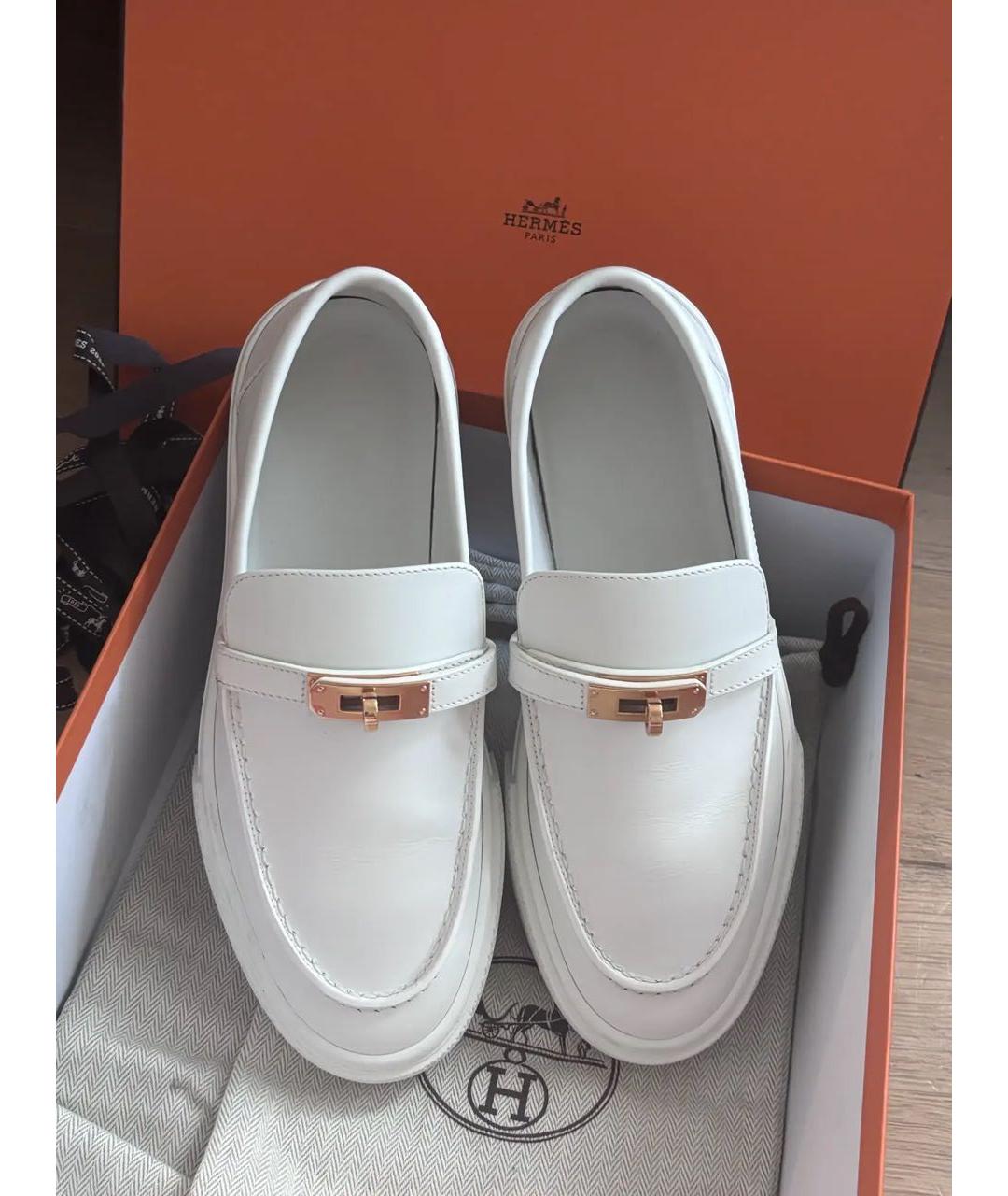 HERMES Белые кожаные лоферы, фото 2