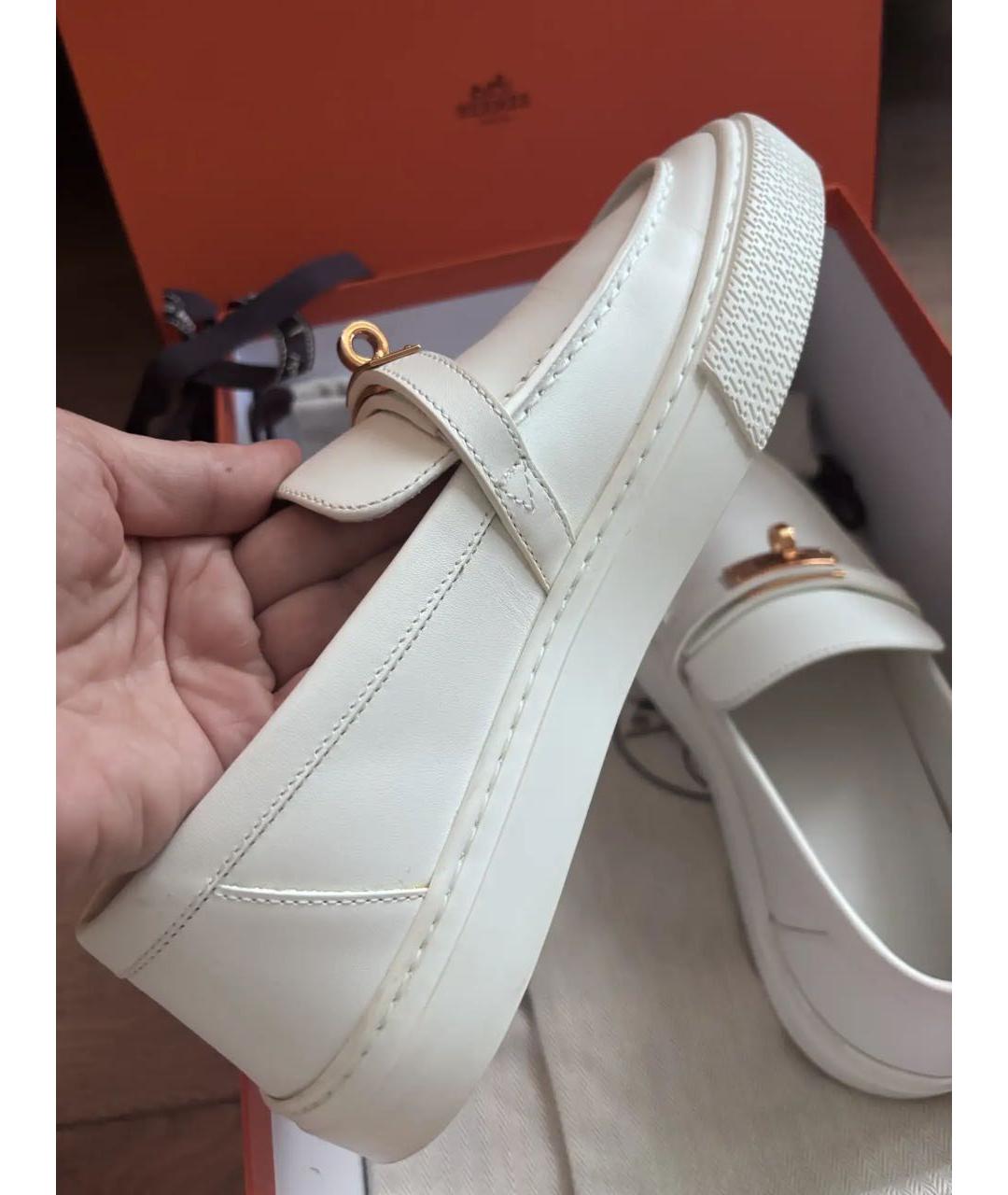 HERMES Белые кожаные лоферы, фото 8
