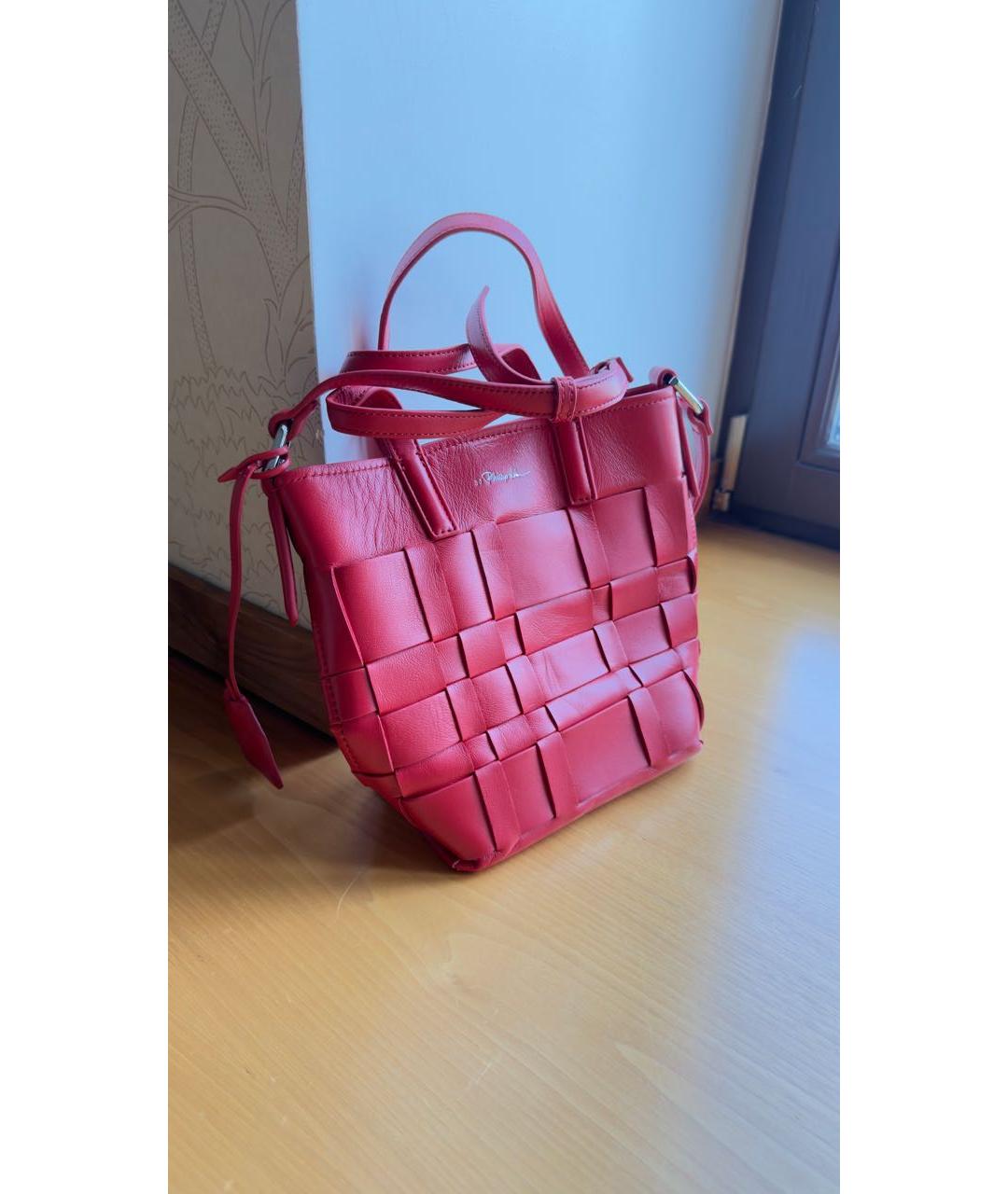 3.1 PHILLIP LIM Красная кожаная сумка с короткими ручками, фото 5