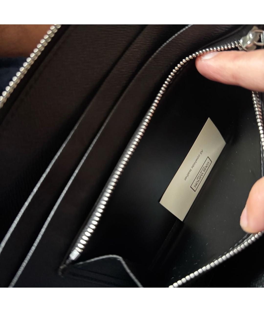 LOUIS VUITTON Черный кожаный кошелек, фото 7