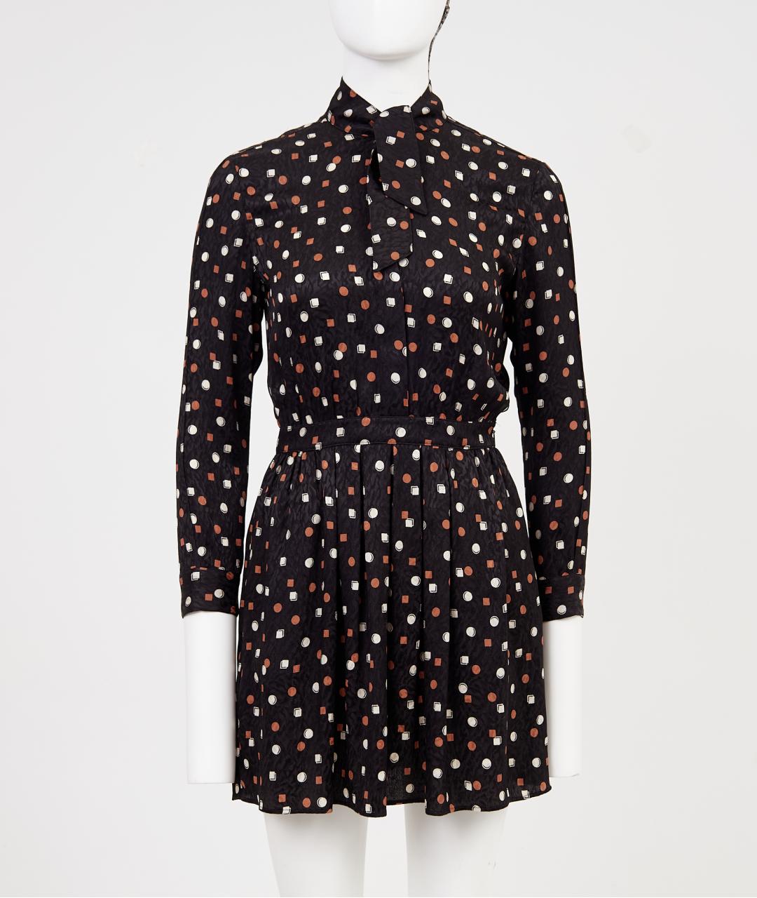SAINT LAURENT Черное шелковое повседневное платье, фото 9