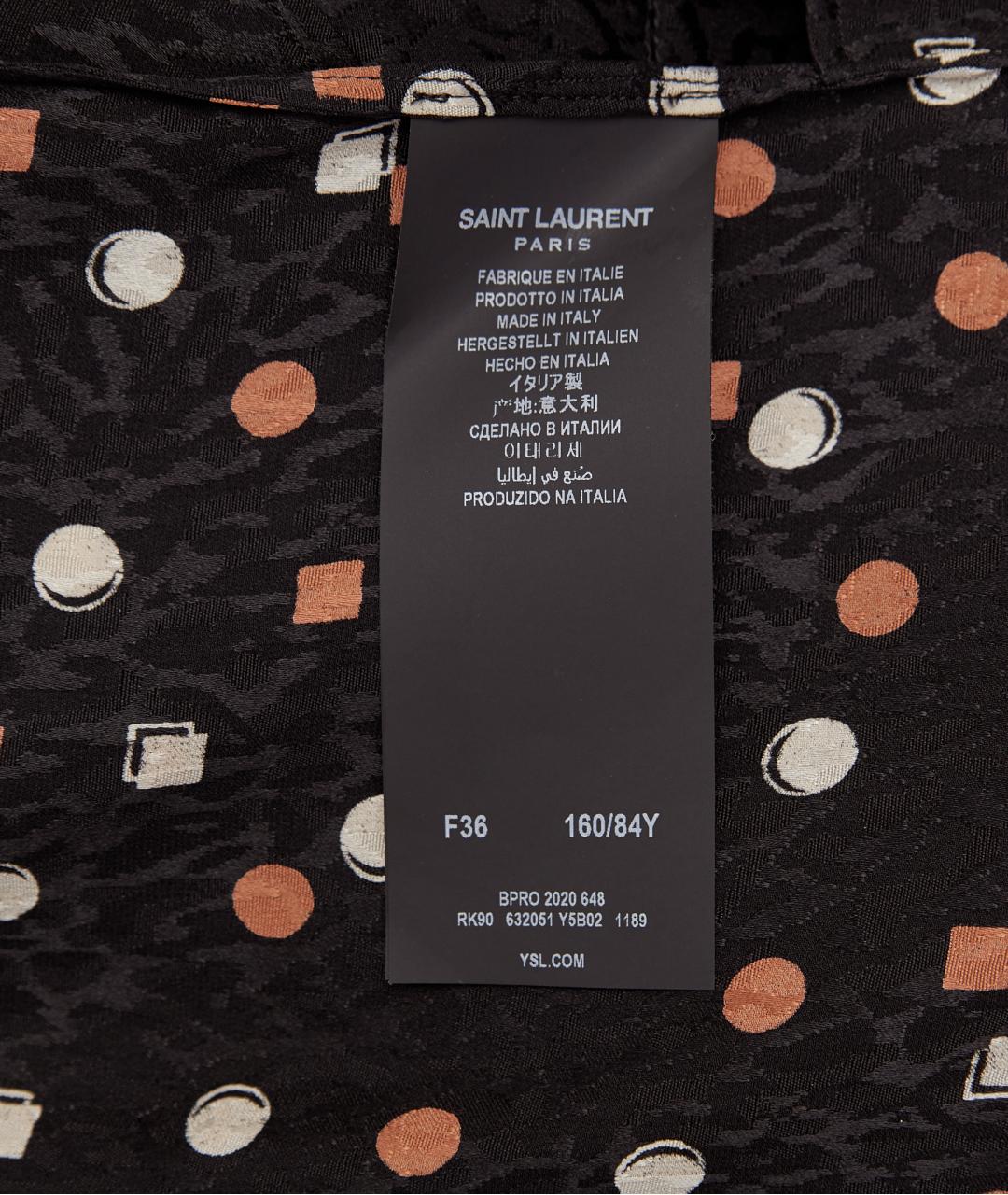 SAINT LAURENT Черное шелковое повседневное платье, фото 4