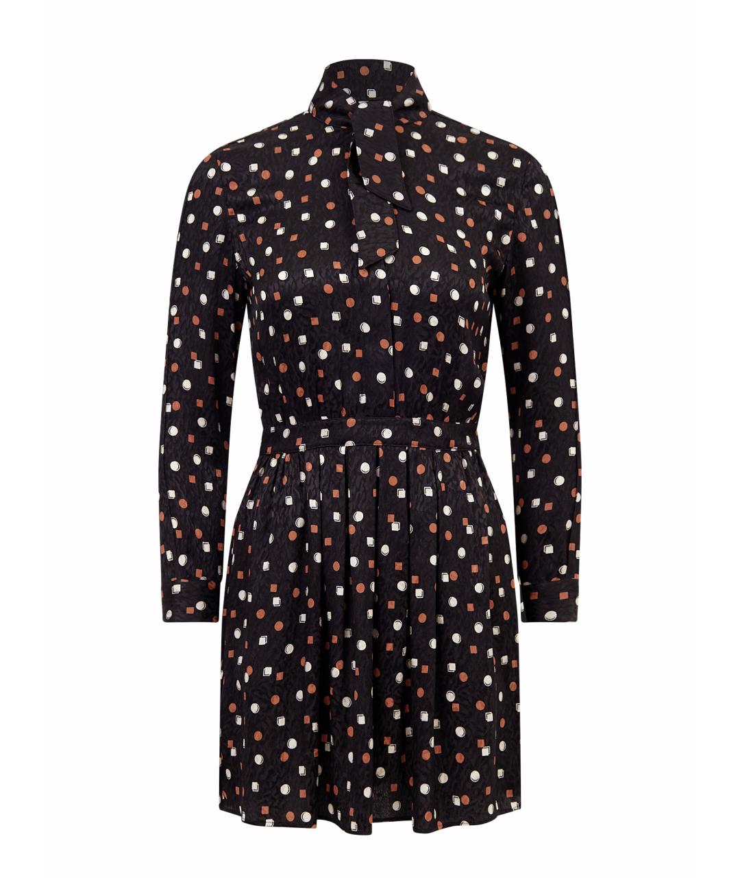 SAINT LAURENT Черное шелковое повседневное платье, фото 1