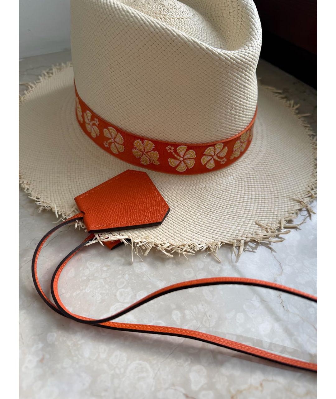 HERMES Оранжевая кожаная шляпа, фото 5