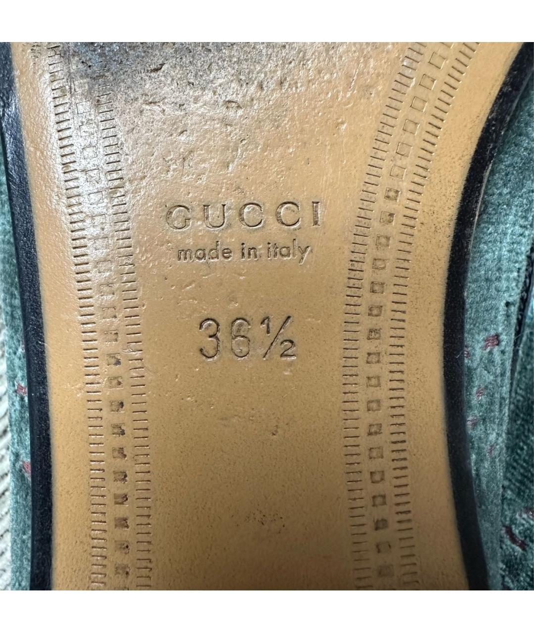 GUCCI Зеленые бархатные лоферы, фото 3