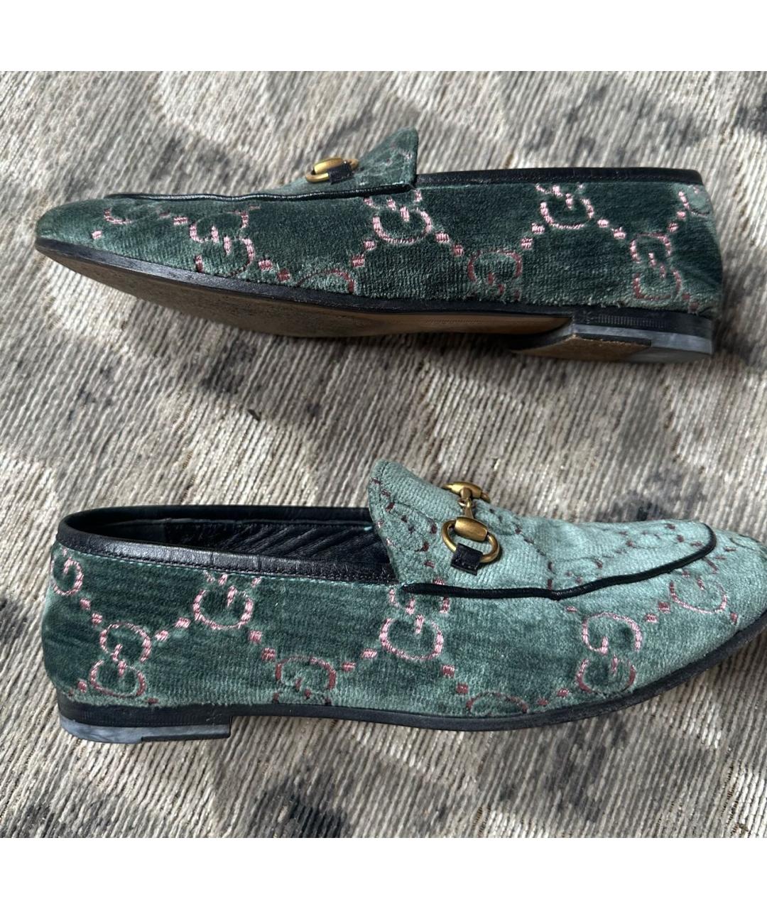 GUCCI Зеленые бархатные лоферы, фото 9