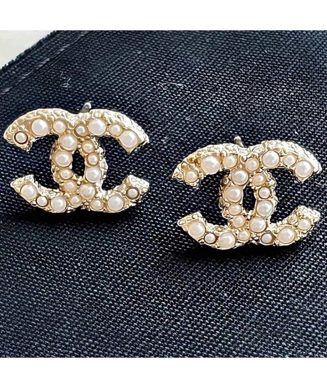 CHANEL Золотые латунные серьги, фото 5