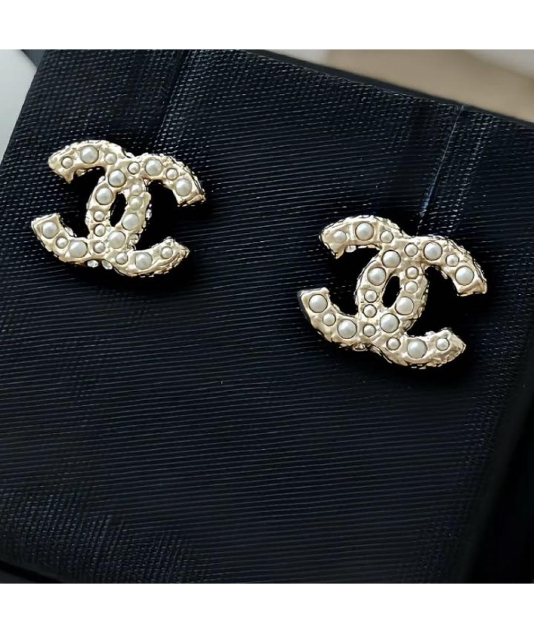 CHANEL Золотые латунные серьги, фото 4